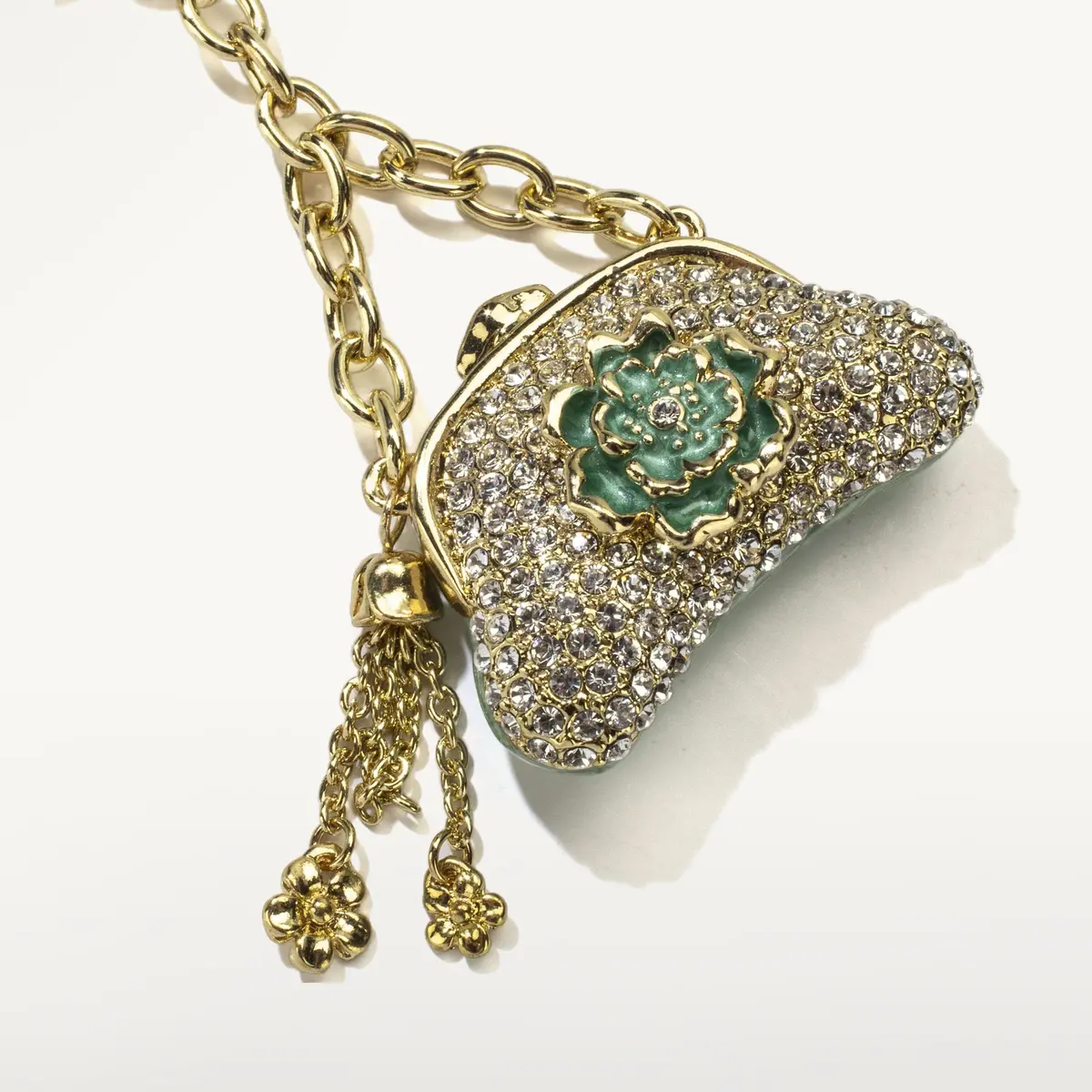 Gold Purse Keychain Made With Swarovski Crystals 1