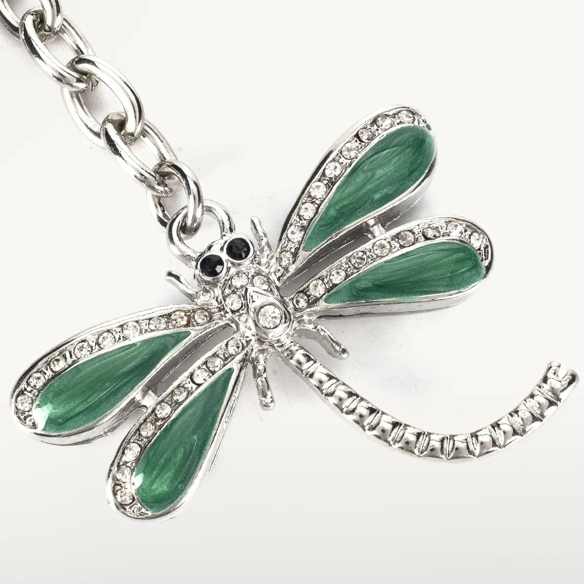 Green Dragonfly Keychain Made With Swarovski Crystals 1