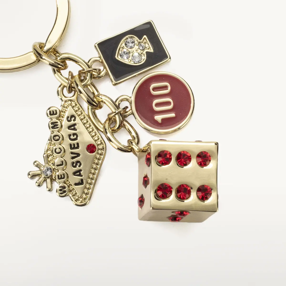 Las Vegas Welcome Sign Gold Dice Keychain Made With Swarovski Crystals 1