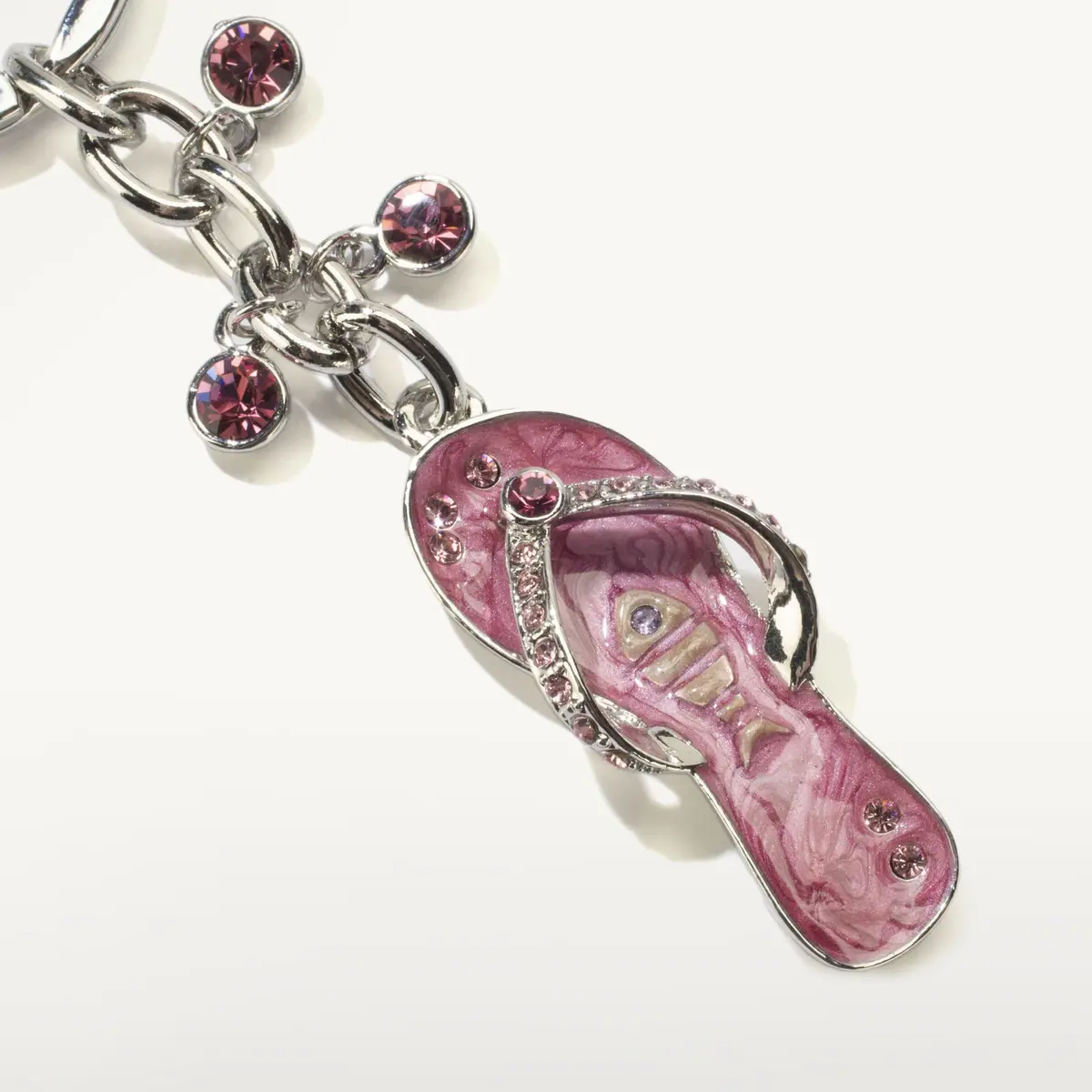 Pink Flip Flop Keychain Made With Swarovski Crystals 1
