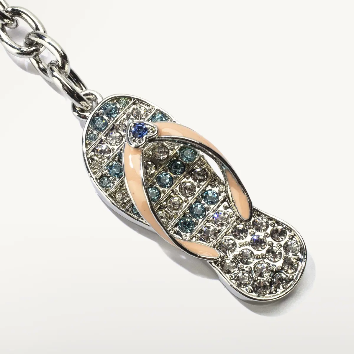 Pink Flip Flop Keychain Made With Swarovski Crystals 1
