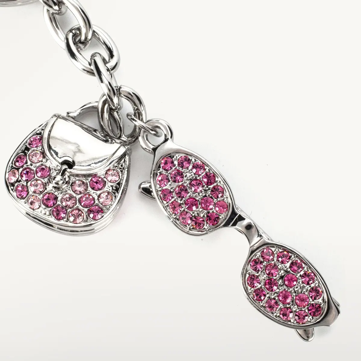 Pink Glasses & Purse Keychain Made With Swarovski Crystals 1