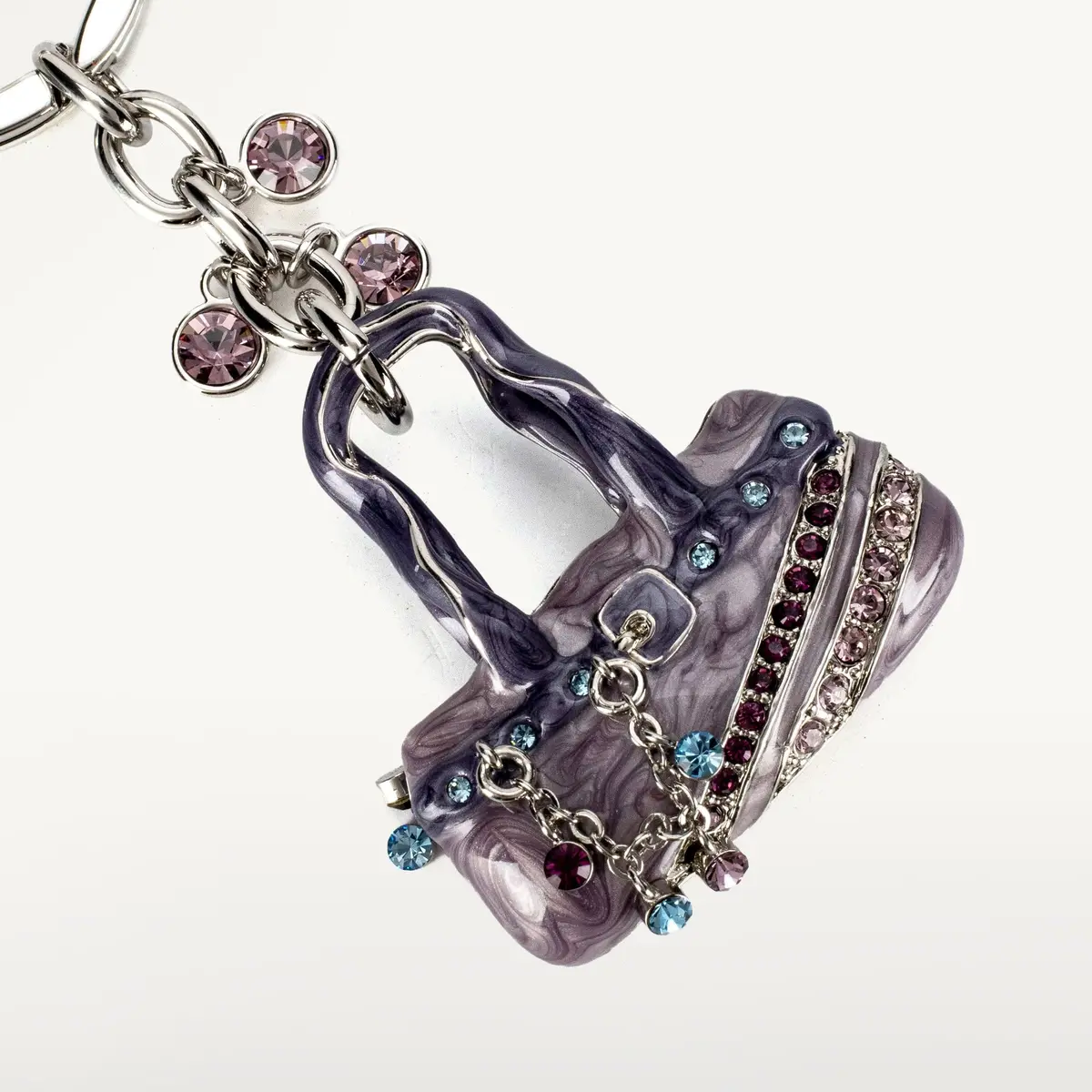 Purple Handbag Keychain Made With Swarovski Crystals 1