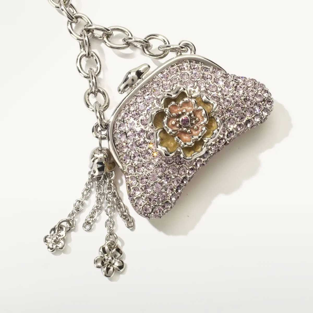 Purple Purse Keychain Made With Swarovski Crystals 1