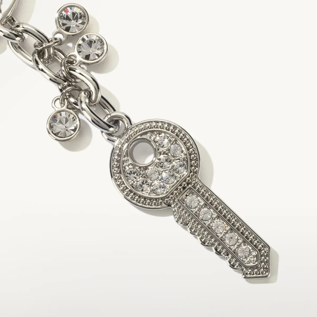 Silver Key One Keychain Made With Swarovski Crystals 1