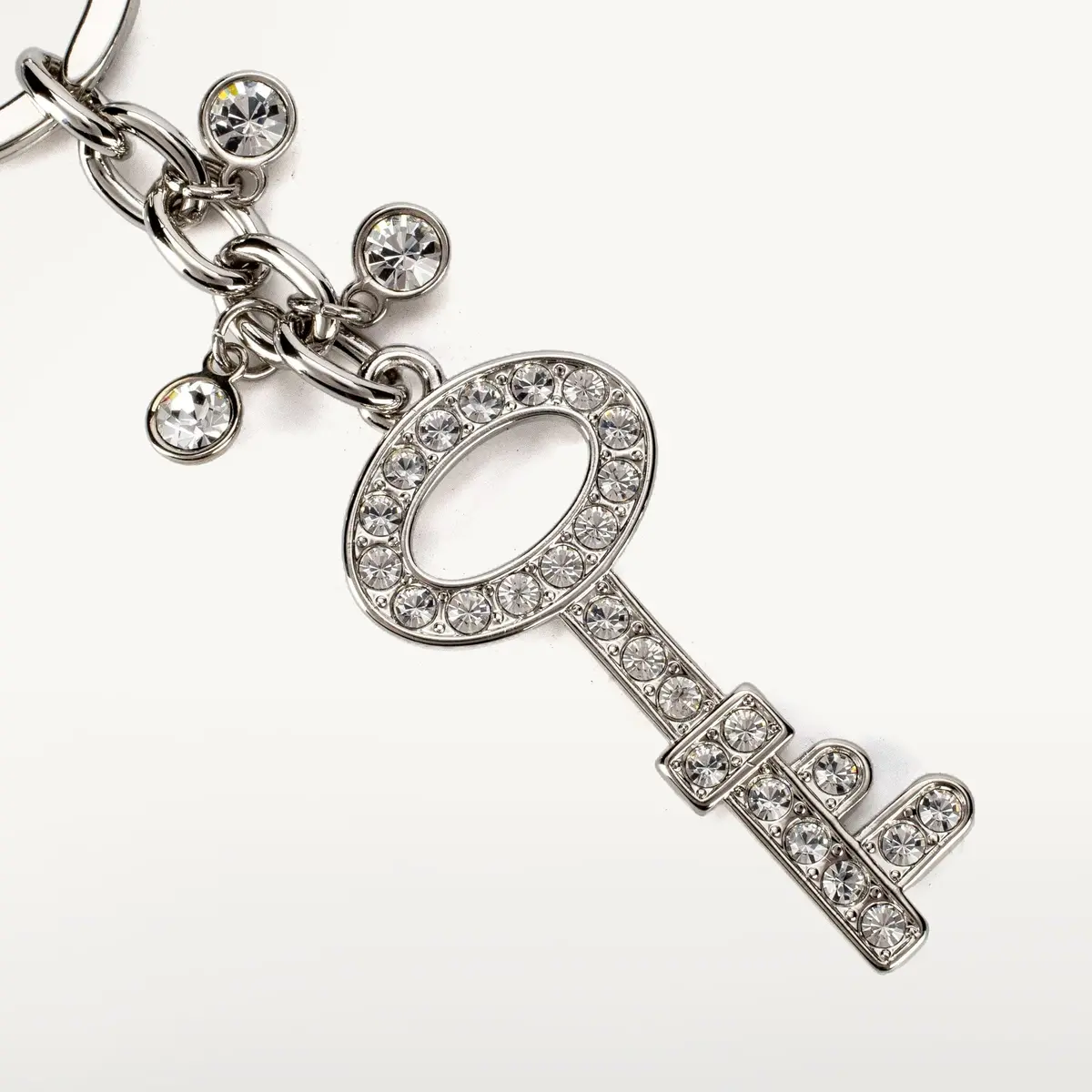 Silver Key Two Keychain Made With Swarovski Crystals 1