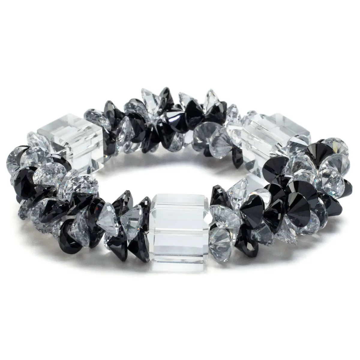 Dalmation Faceted Cubic Zirconia Crystal Elastic Bracelet 1