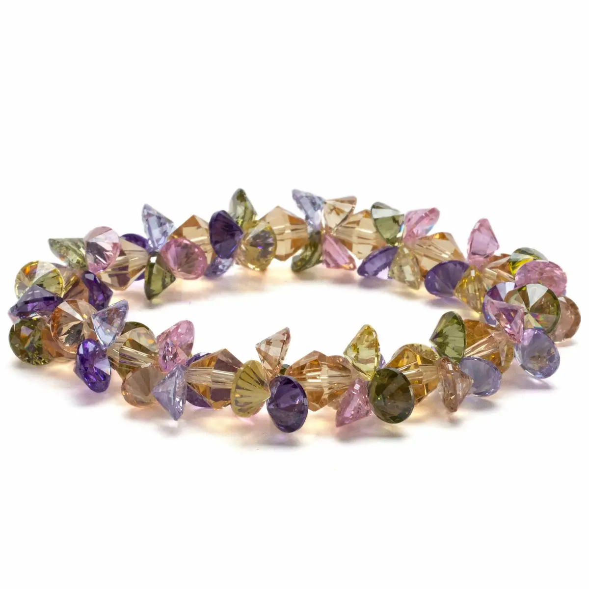 Floral Faceted Cubic Zirconia Crystal Elastic Bracelet 1
