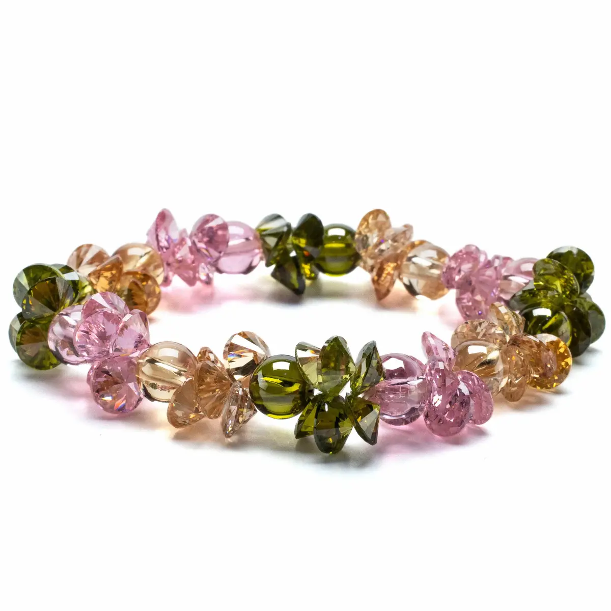 Multi-Color Cubic Zirconia Crystal Elastic Bracelet 1