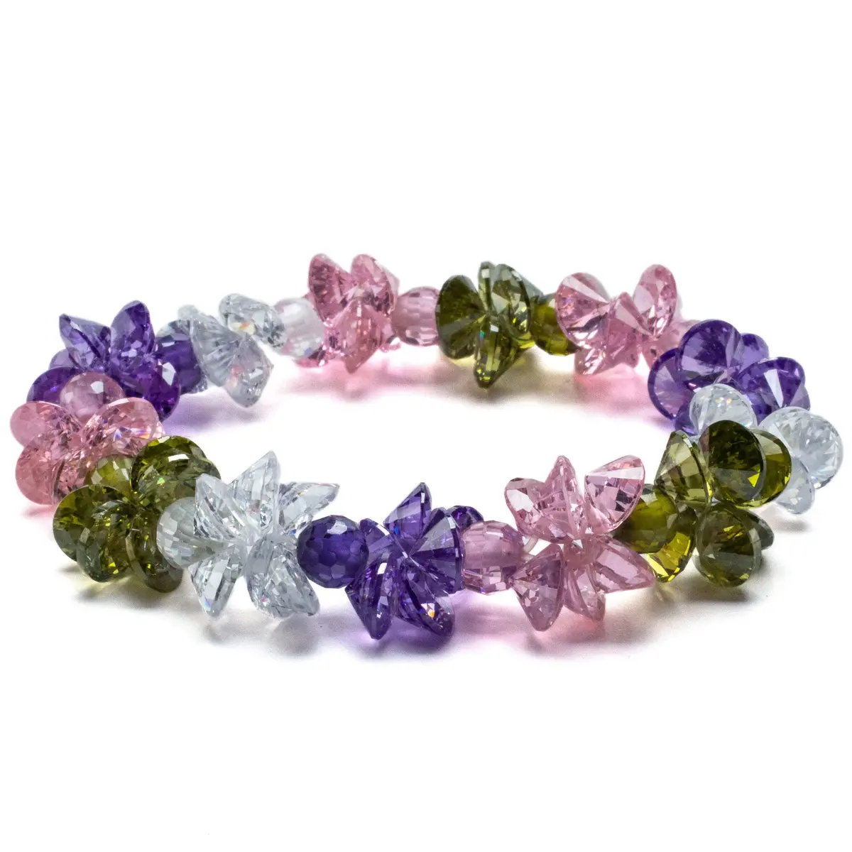 Multi-Color Cubic Zirconia Crystal Elastic Bracelet 1