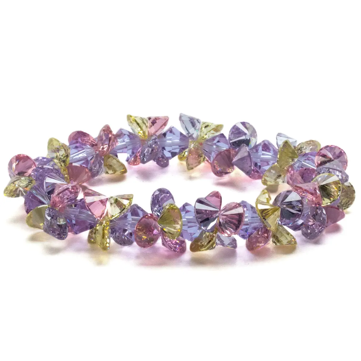 Pastel Faceted Cubic Zirconia Crystal Elastic Bracelet 1