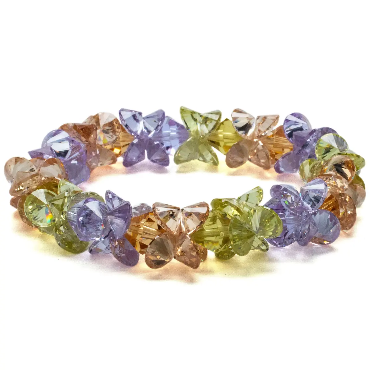 Pastel Spring Faceted Cubic Zirconia Crystal Elastic Bracelet 1