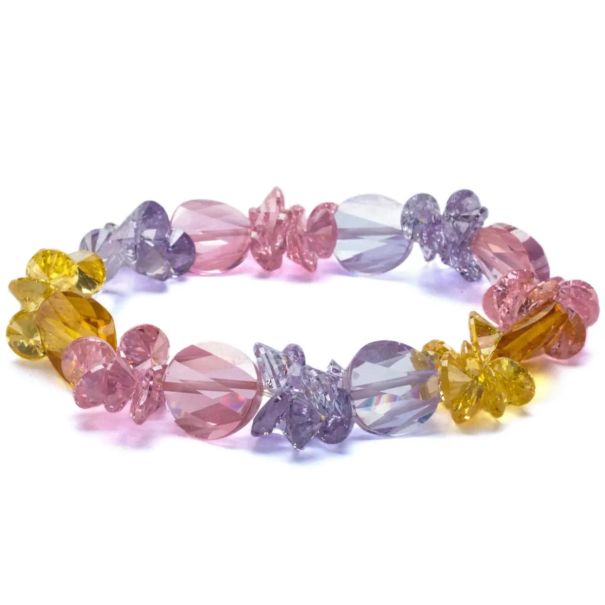 Pastel Sunset Faceted Cubic Zirconia Crystal Elastic Bracelet 1