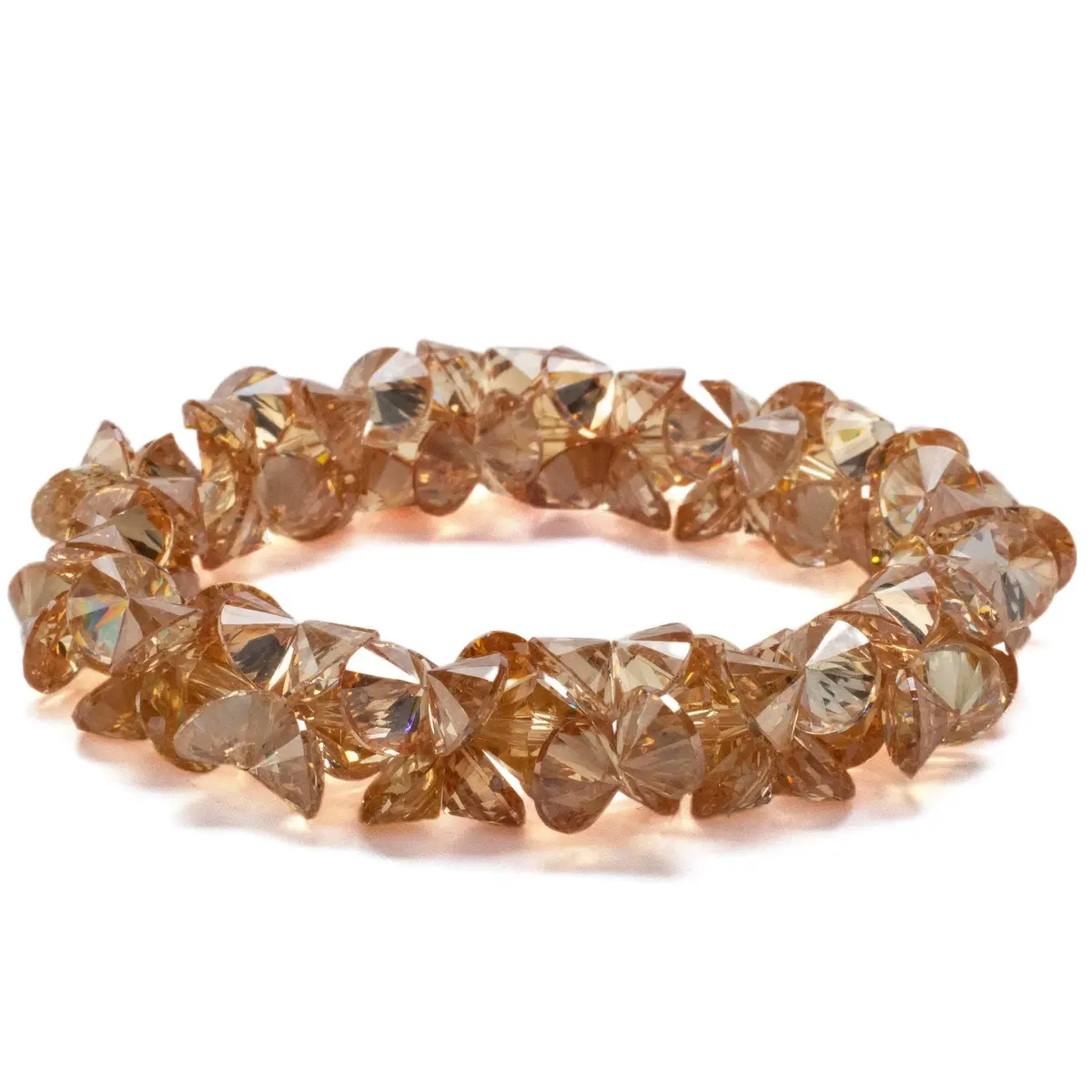 Poppy Orange Faceted Cubic Zirconia Crystal Elastic Bracelet 1