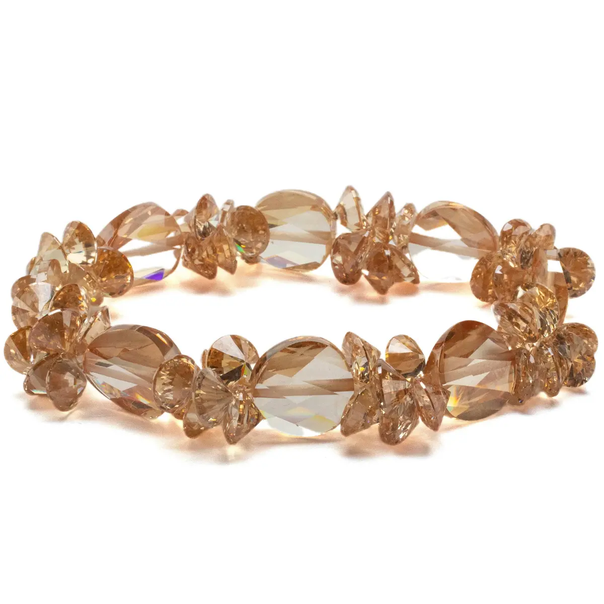Poppy Orange Faceted Cubic Zirconia Crystal Elastic Bracelet 1