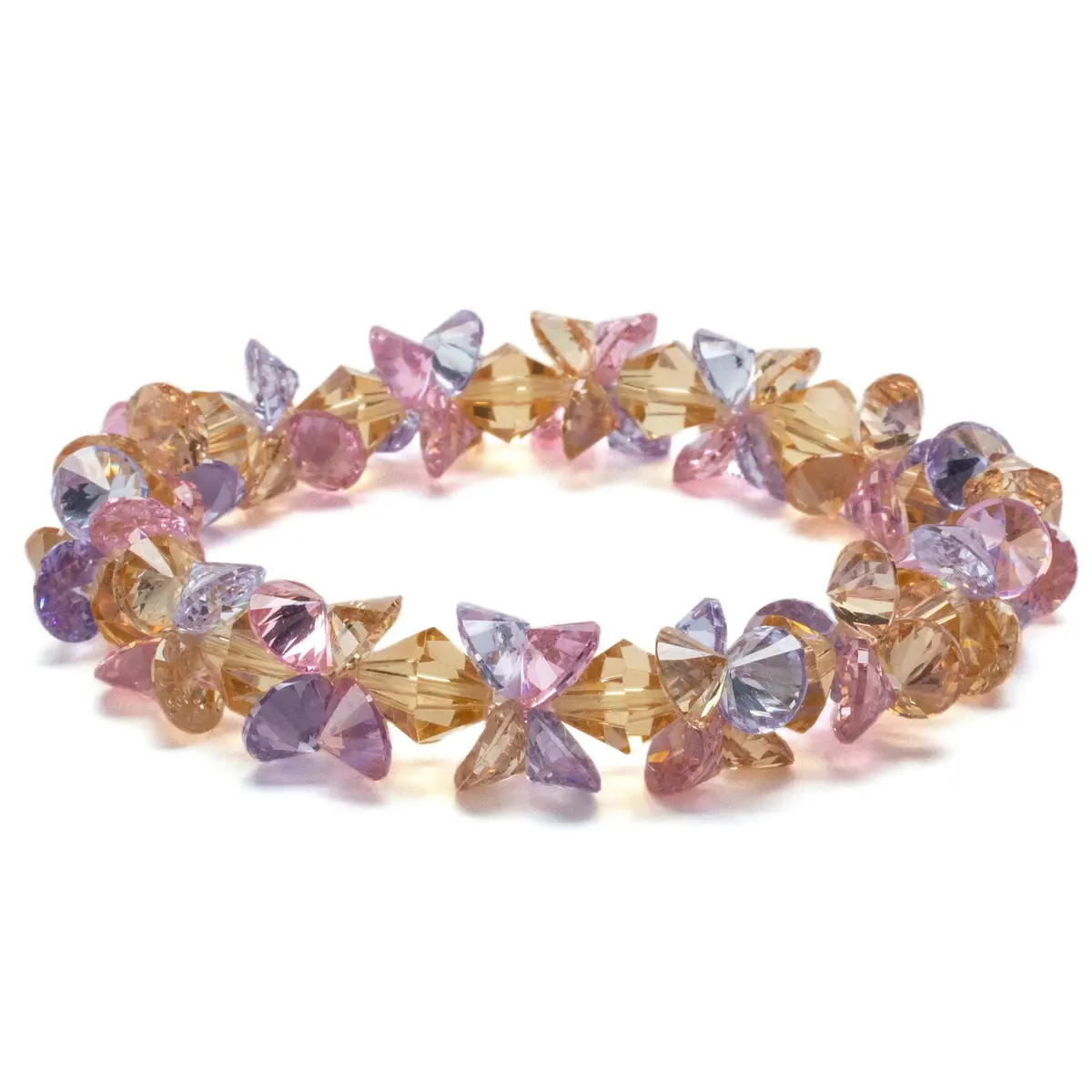 Spring Faceted Cubic Zirconia Crystal Elastic Bracelet 1