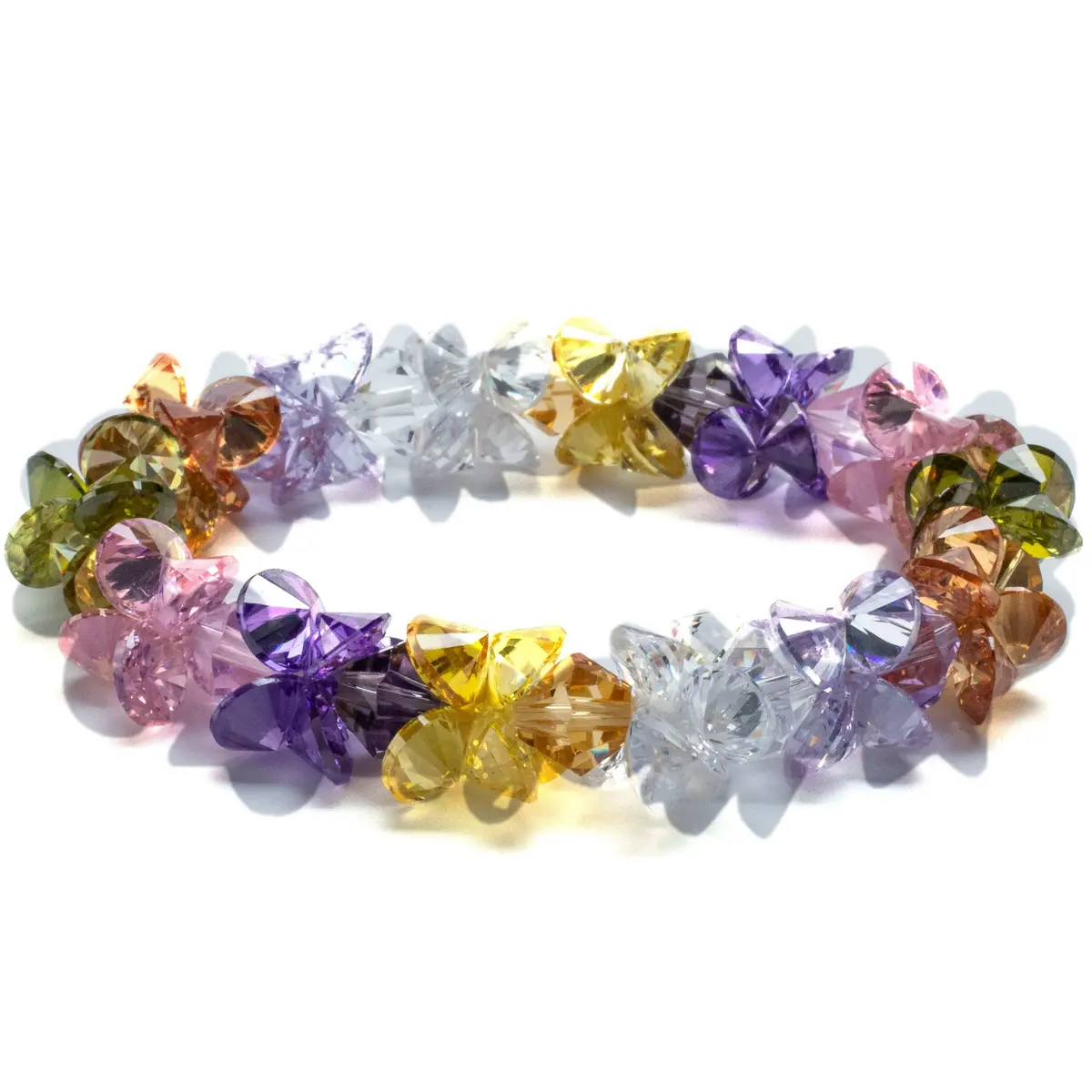 Summer Blossom Faceted Cubic Zirconia Crystal Elastic Bracelet 1