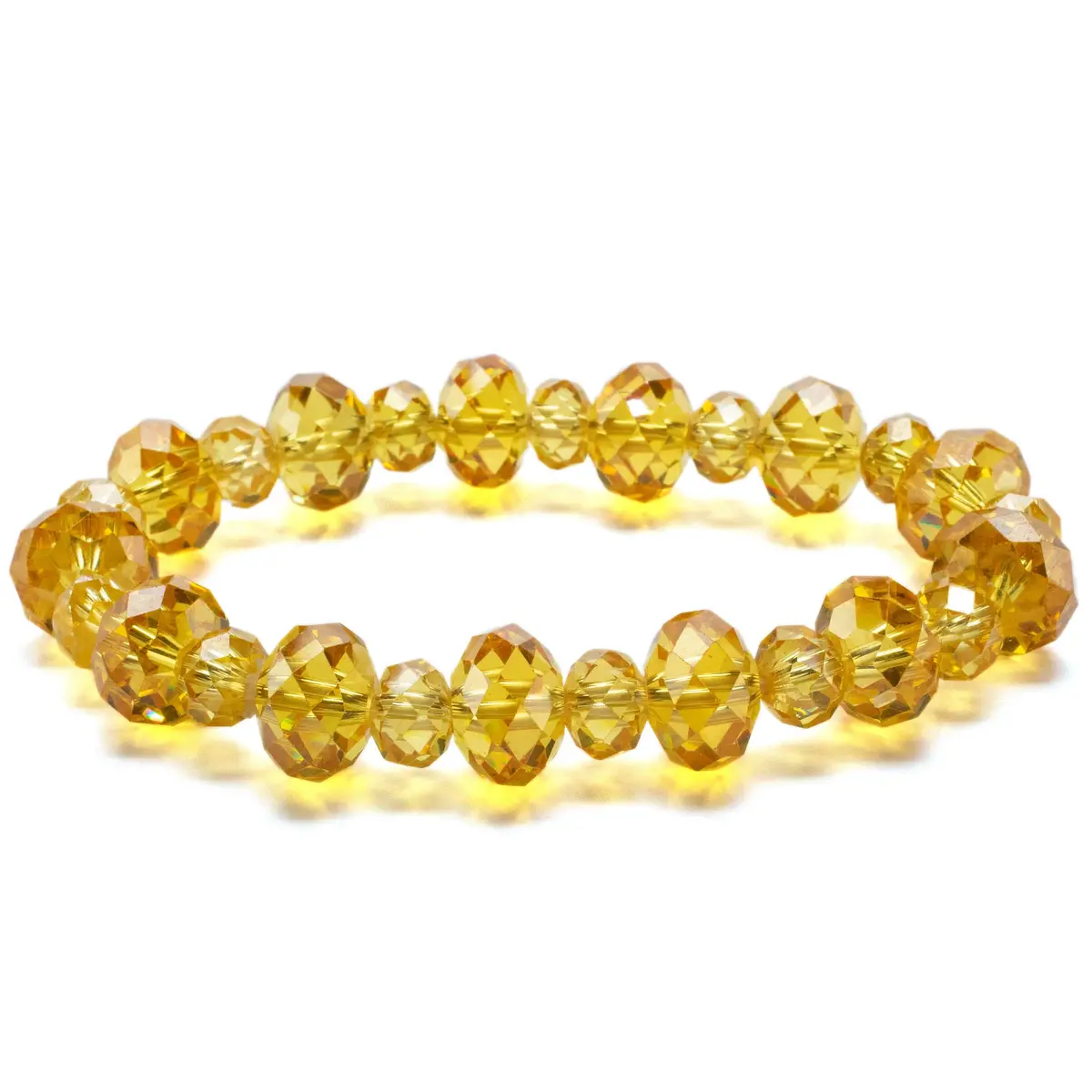 Sunflower Yellow Faceted Cubic Zirconia Crystal Elastic Bracelet 1