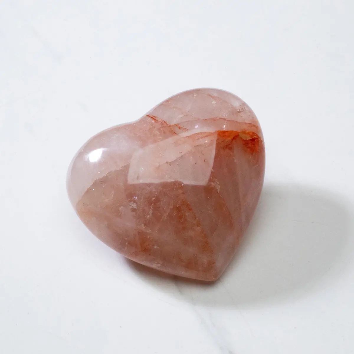 Fire Quartz Gemstone Heart Carving 3.5" / 330G 1