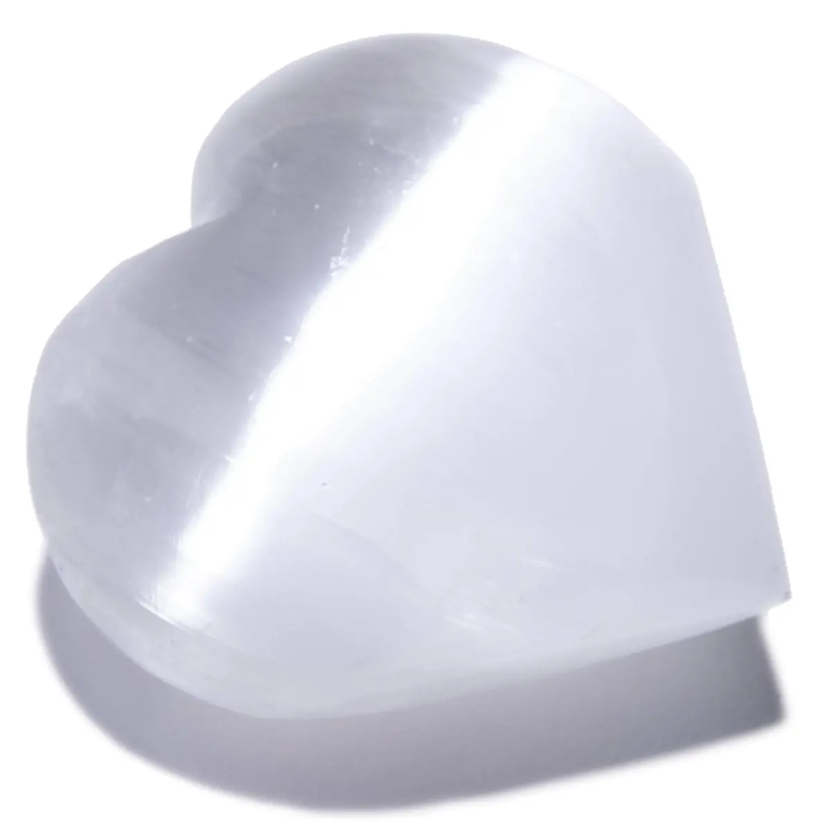 White Selenite Healing Heart From Morocco 1