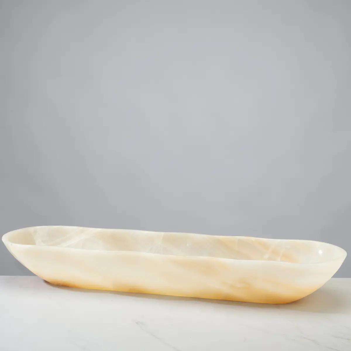 White Onyx Canoe Bowl - 31 In 1