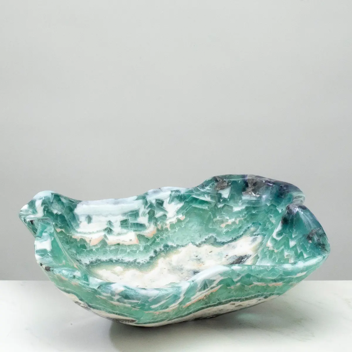 Natural Blue / Green Fluorite Bowl 16" 1