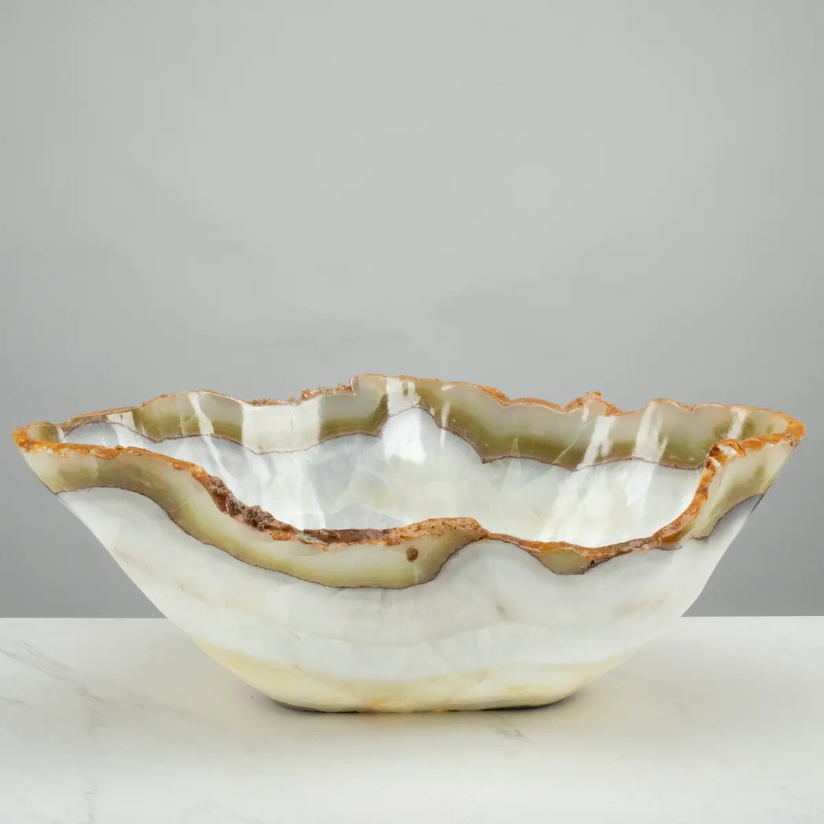White And Green Onyx Bowl 23" 1