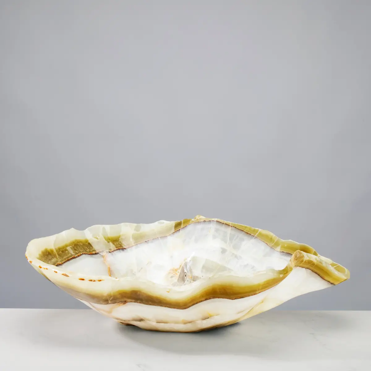 White And Green Onyx Bowl 23" 1