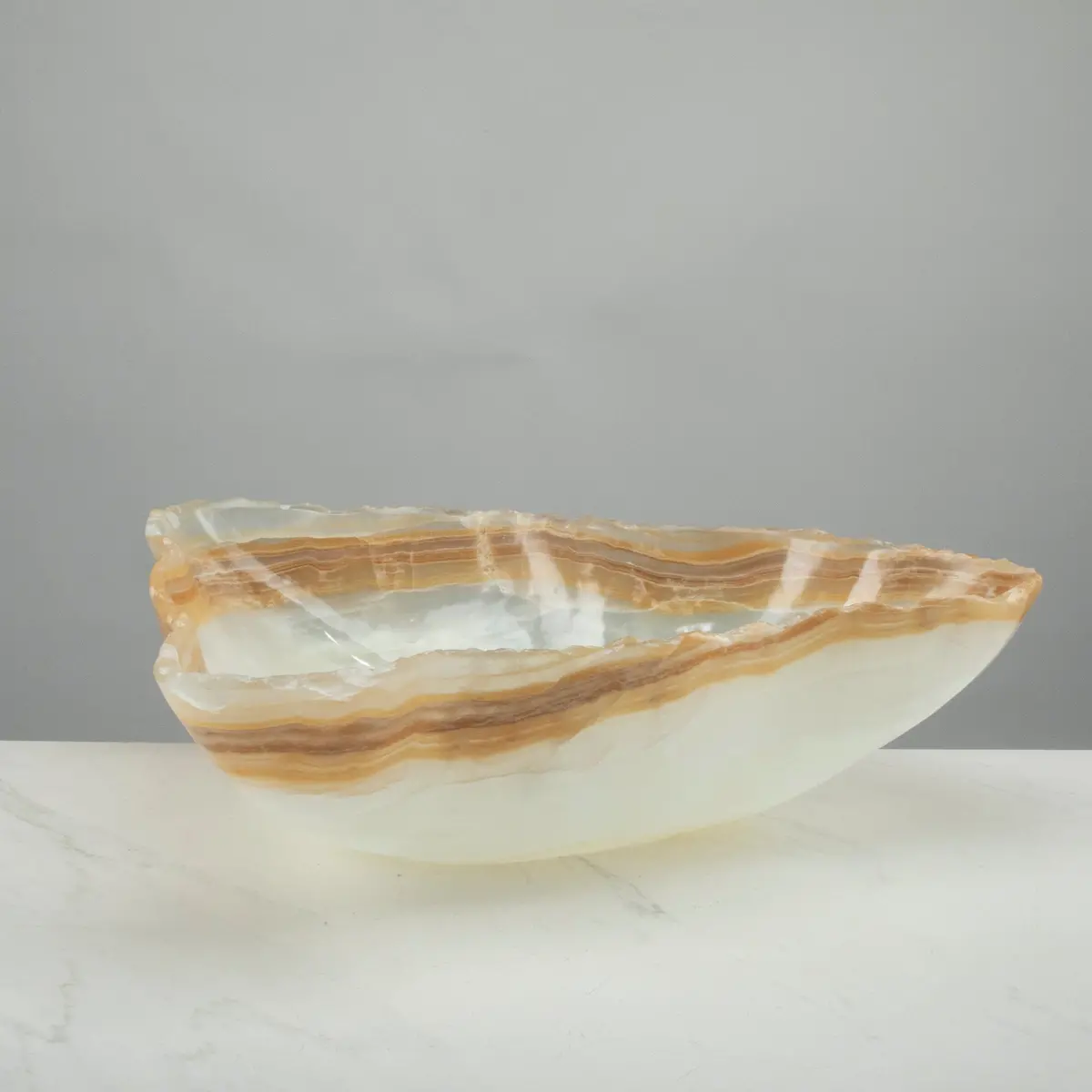 White And Honey Onyx Bowl 20" 1