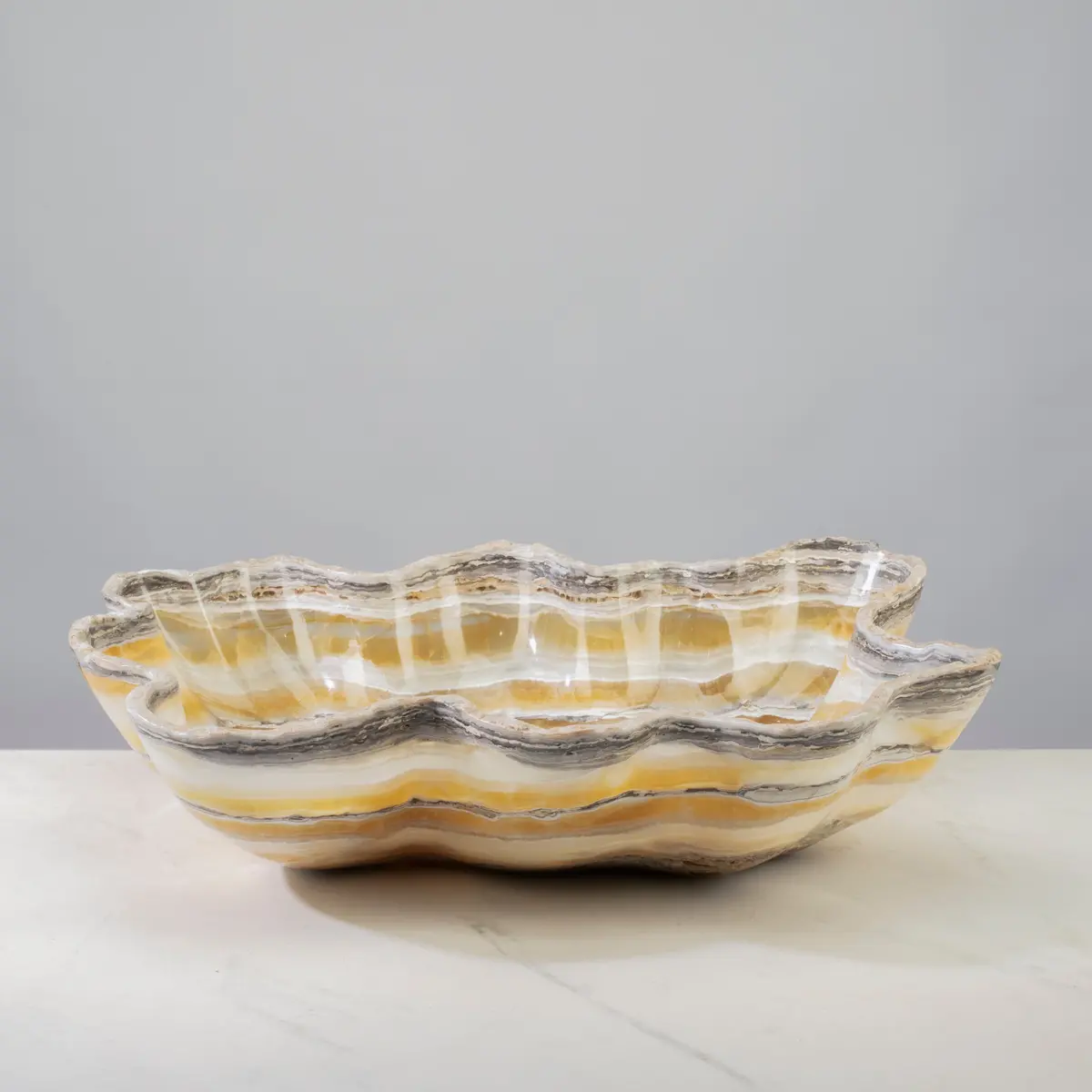 White And Honey Onyx Bowl 22" 1