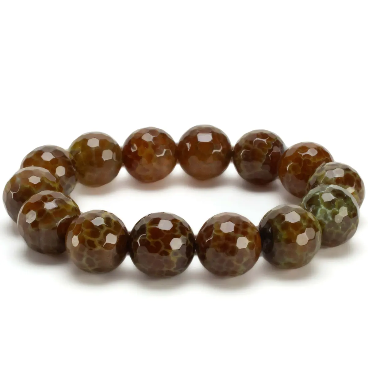 Agate Faceted Natural Gemstone Bead Elastic Bracelet 1