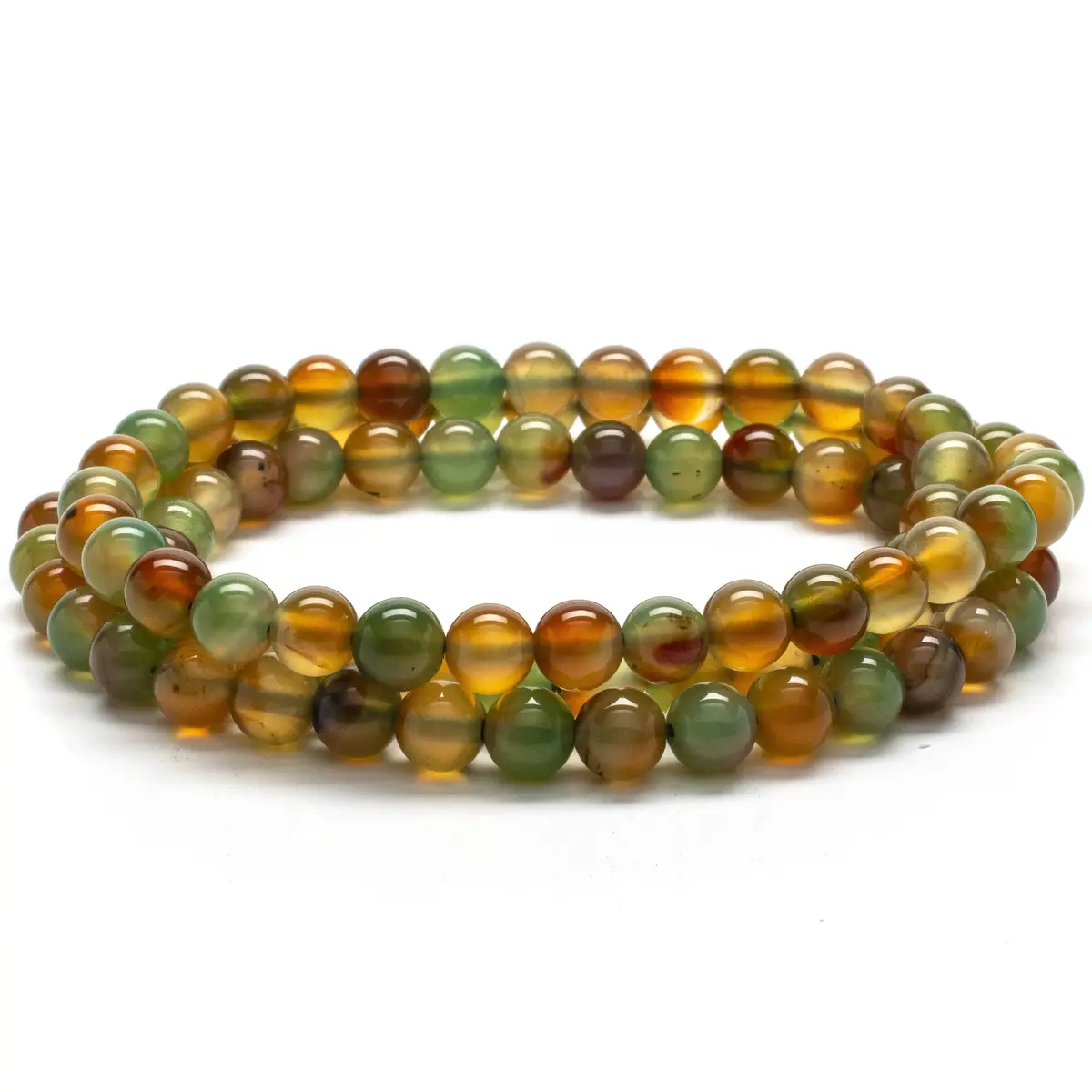 Agate Gemstone Bead Triple Wrap Elastic Gemstone Bracelet 1