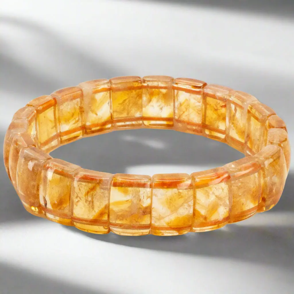 Citrine Rectangular Gemstone Elastic Bracelet 1