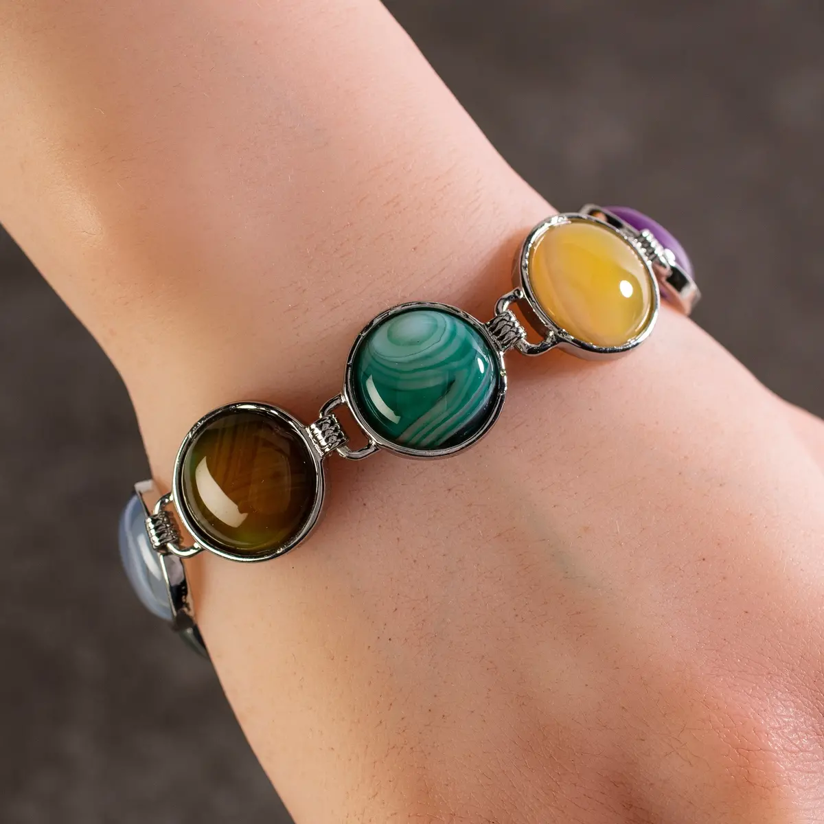 Color Enhanced Agate Gemstone Bracelet 1