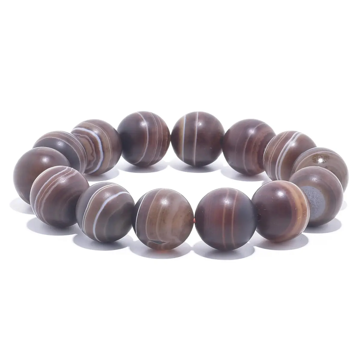 Espresso Agate Natural 18Mm Gemstone Large Bead Elastic Bracelet 1