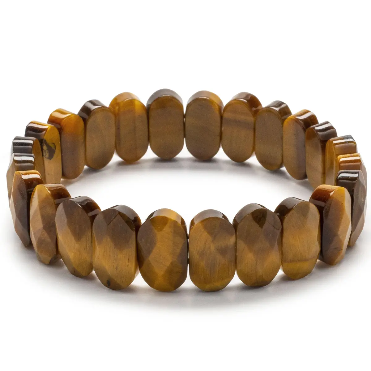 Faceted Oval Tiger Eye Gemstone Elastic Bracelet 1