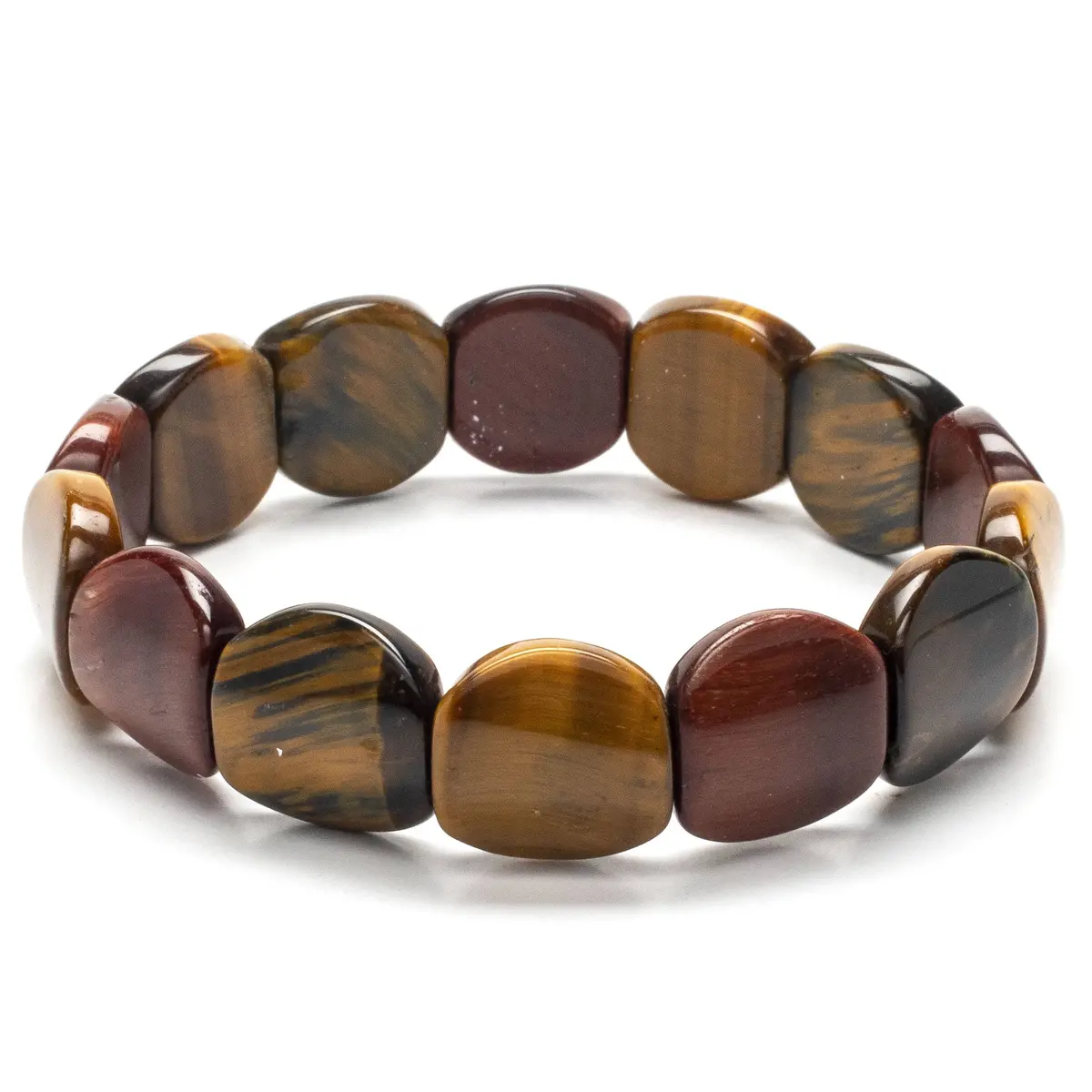 Flat And Round Tiger Eye Gemstone Elastic Bracelet 1