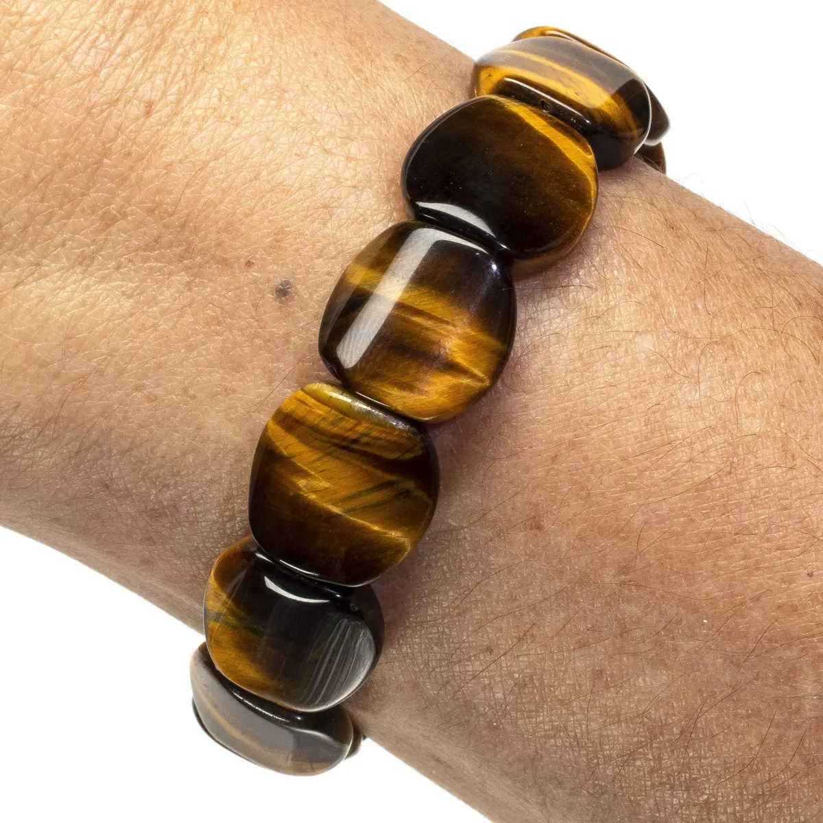 Flat & Oval Tiger Eye Gemstone Elastic Bracelet 1