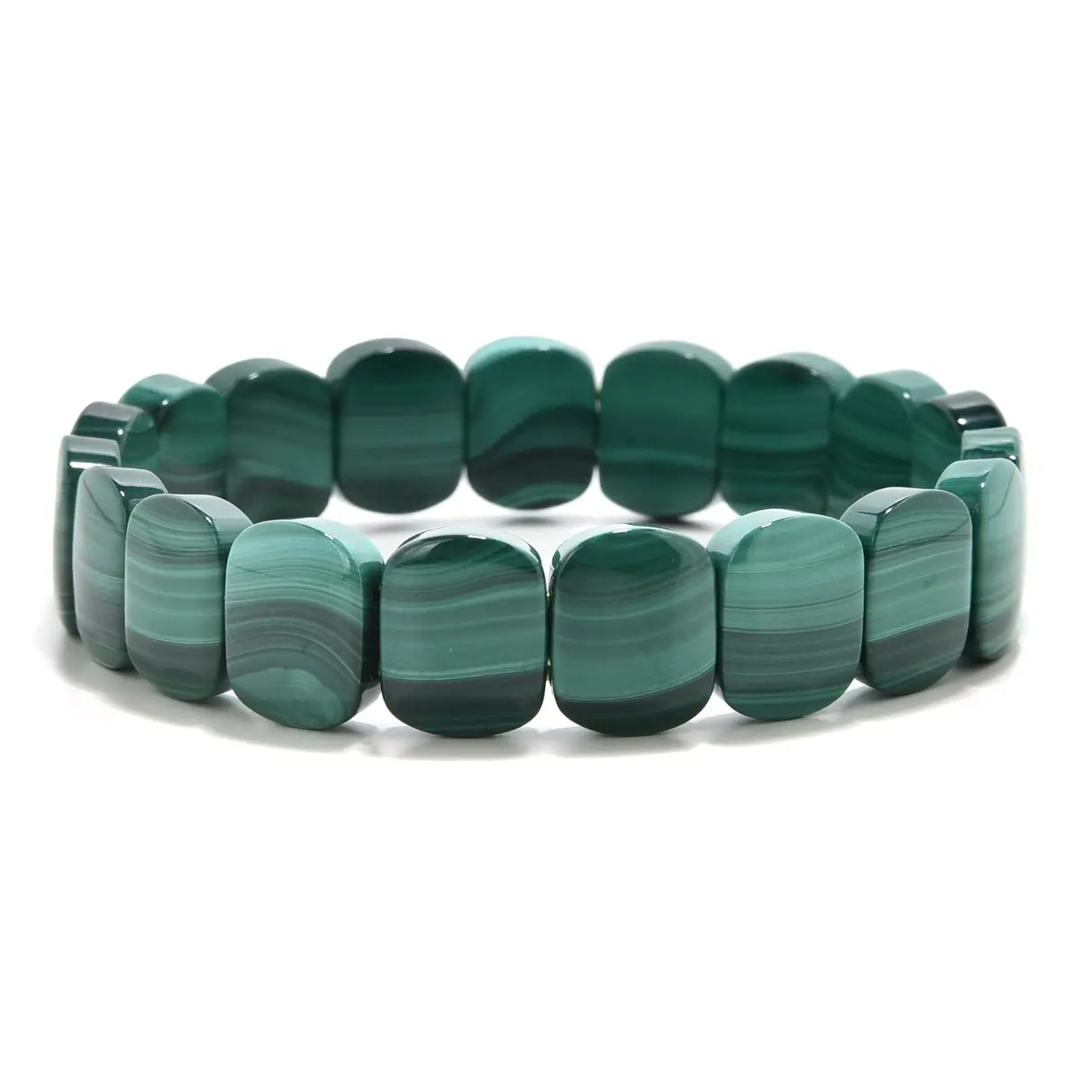 Malachite 13 Mm Gemstone Stretch Bracelet 1