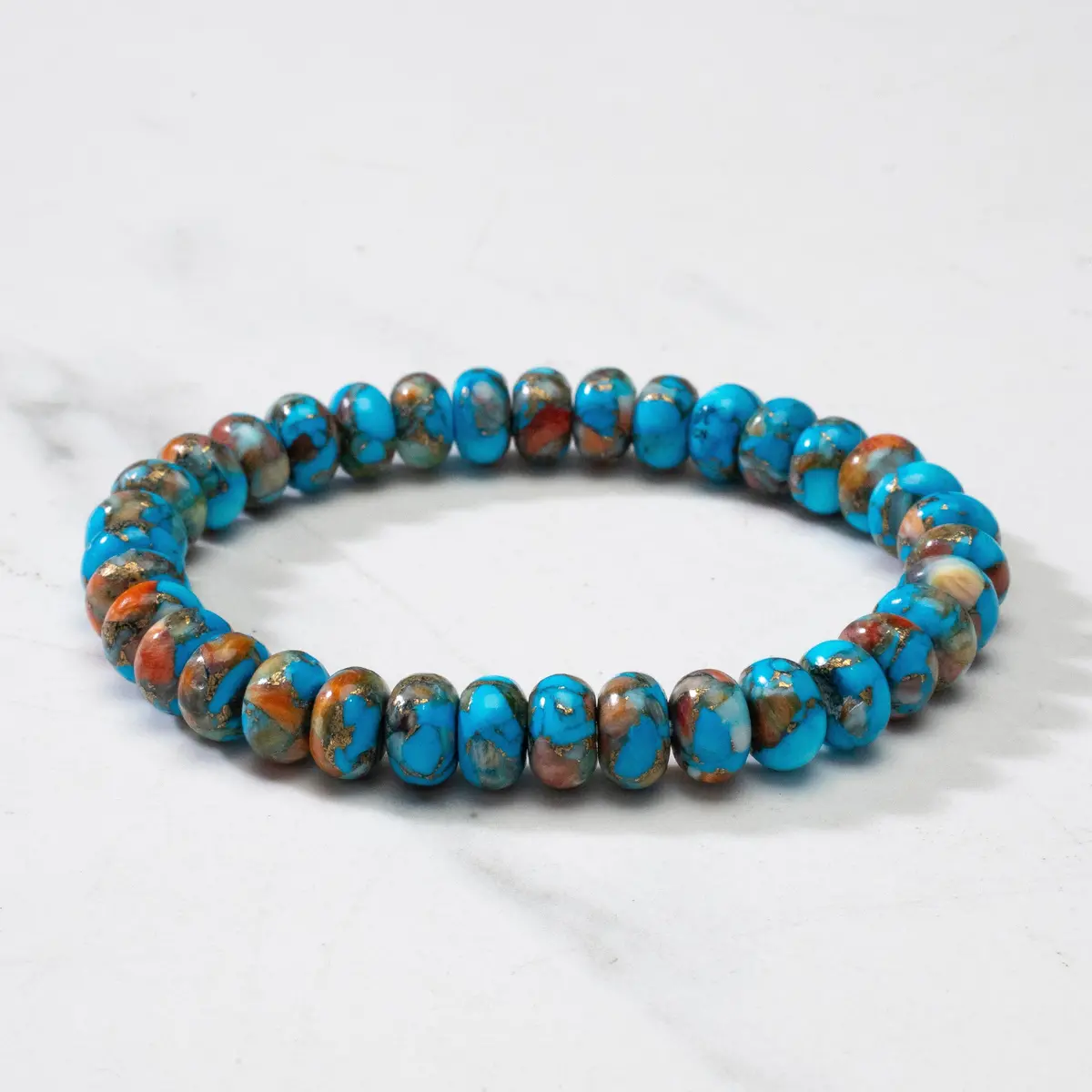 Howlite Turquoise & Spiny Oyster Shell Mosaic Bracelet 1