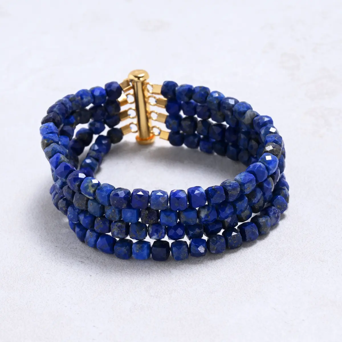 Lapis 4Mm Cube Gemstone Bracelet With Sterling Silver Clasp 1