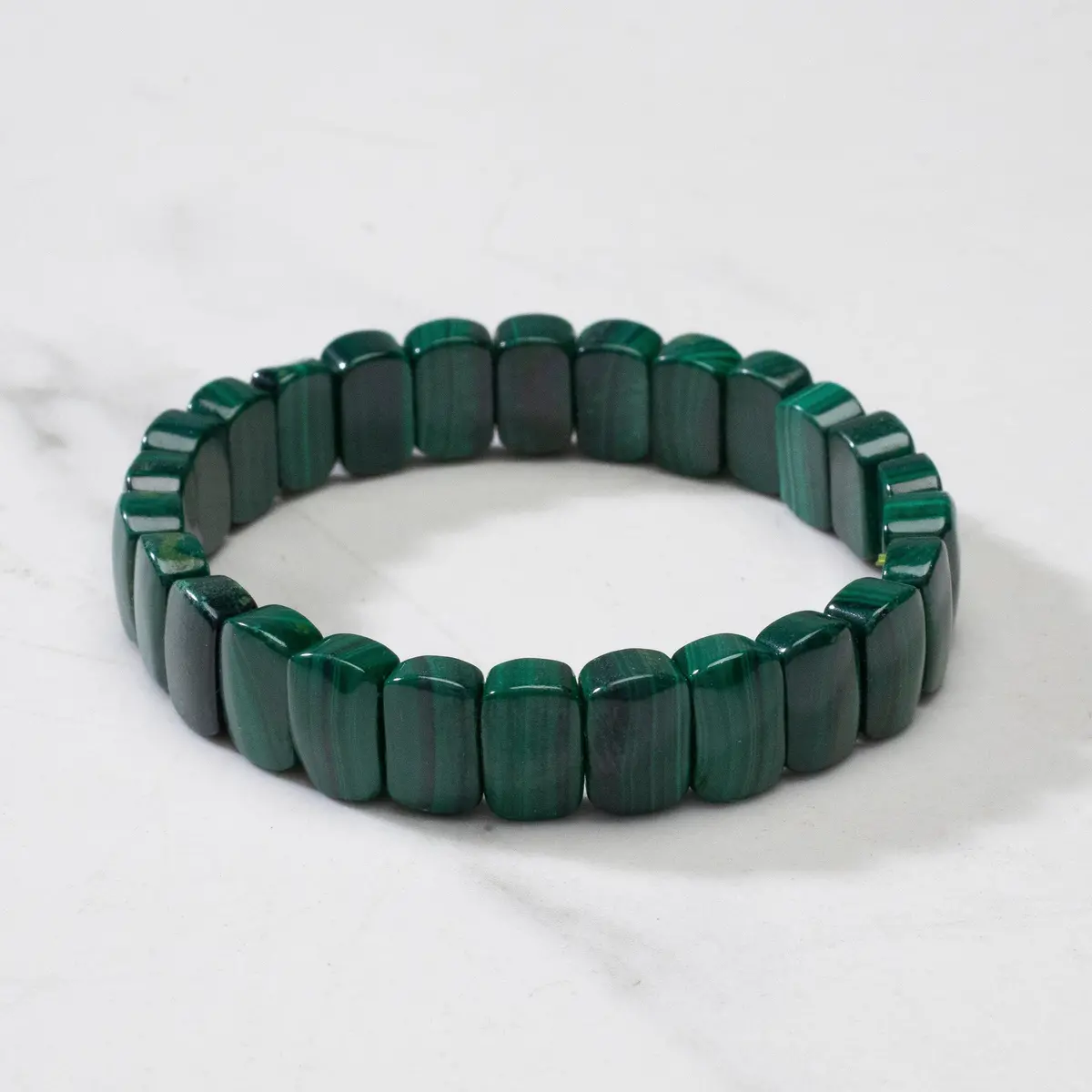 Malachite Gemstone 11Mm Beads Elastic Bracelet 1