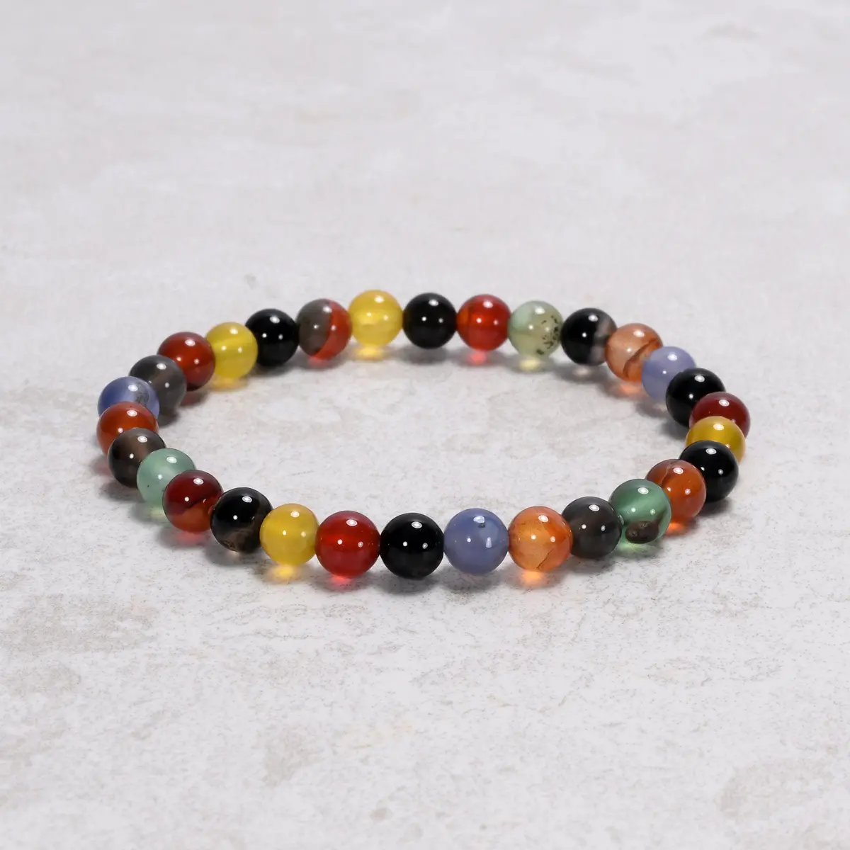 Natural Multi Agate 6 Mm Beaded Gemstone Bracelet 1