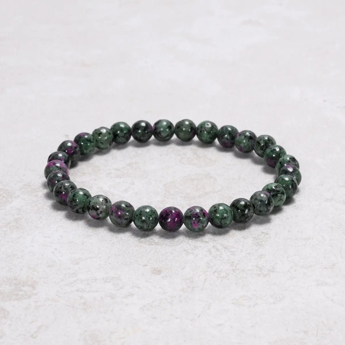 Natural Ruby Zoisite 6 Mm Beaded Gemstone Bracelet 1