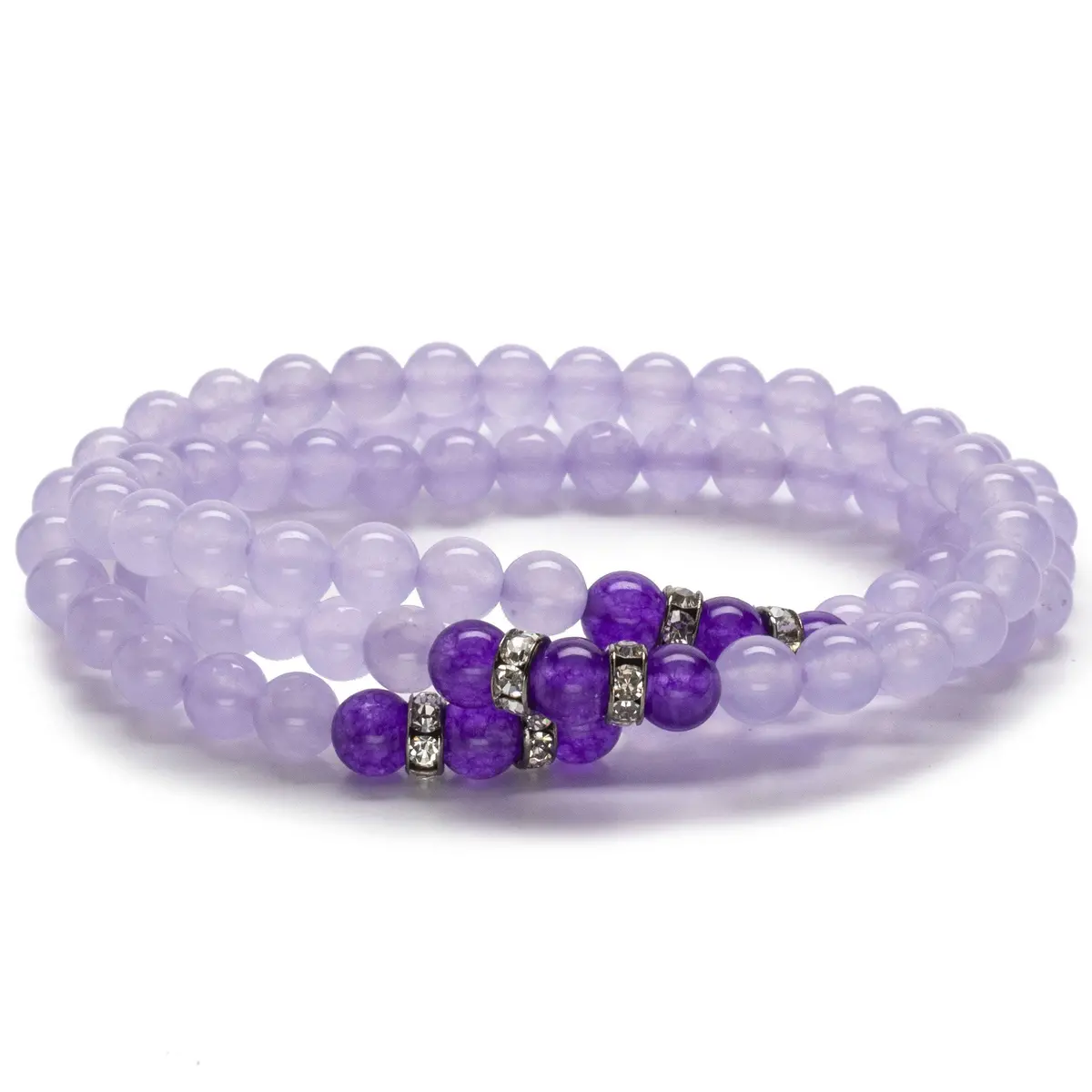 Purple Agate Beads With Amethyst Gemstone Bracelet 1
