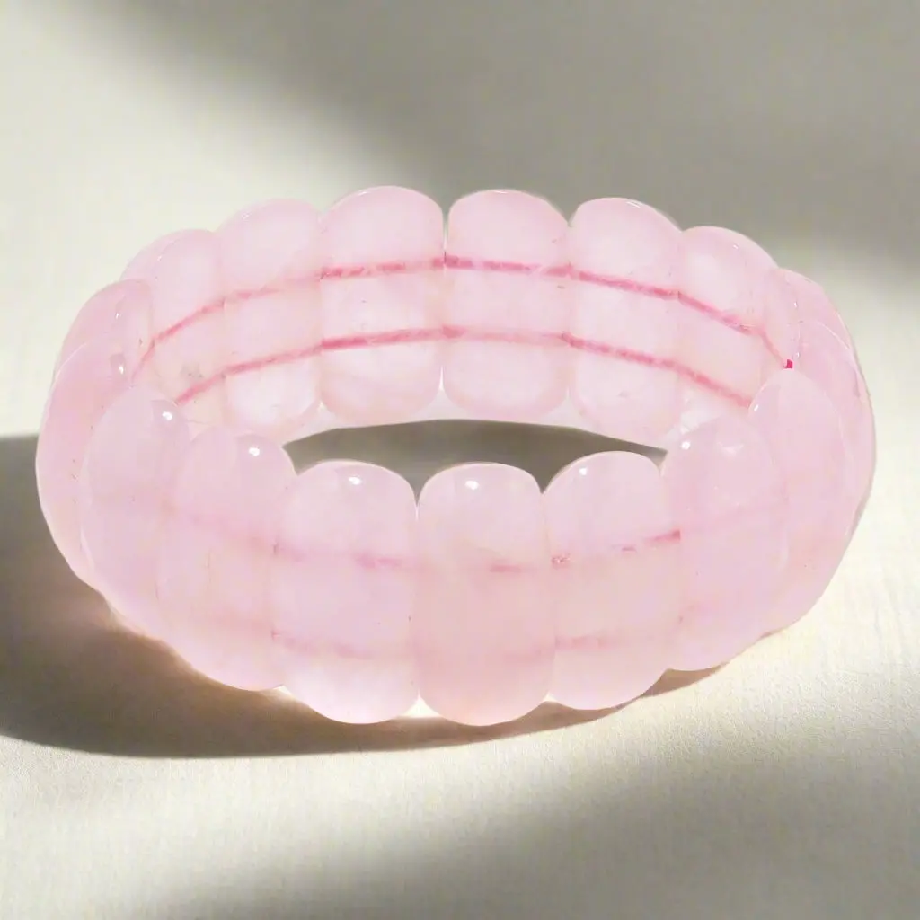 Rose Quartz 25Mm Gemstone Bead Elastic Bracelet 1