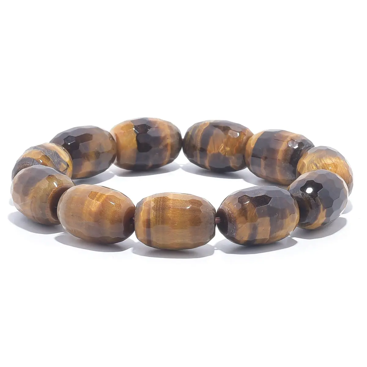 Tiger Eye Faceted Natural Gemstone Elastic Bracelet 1