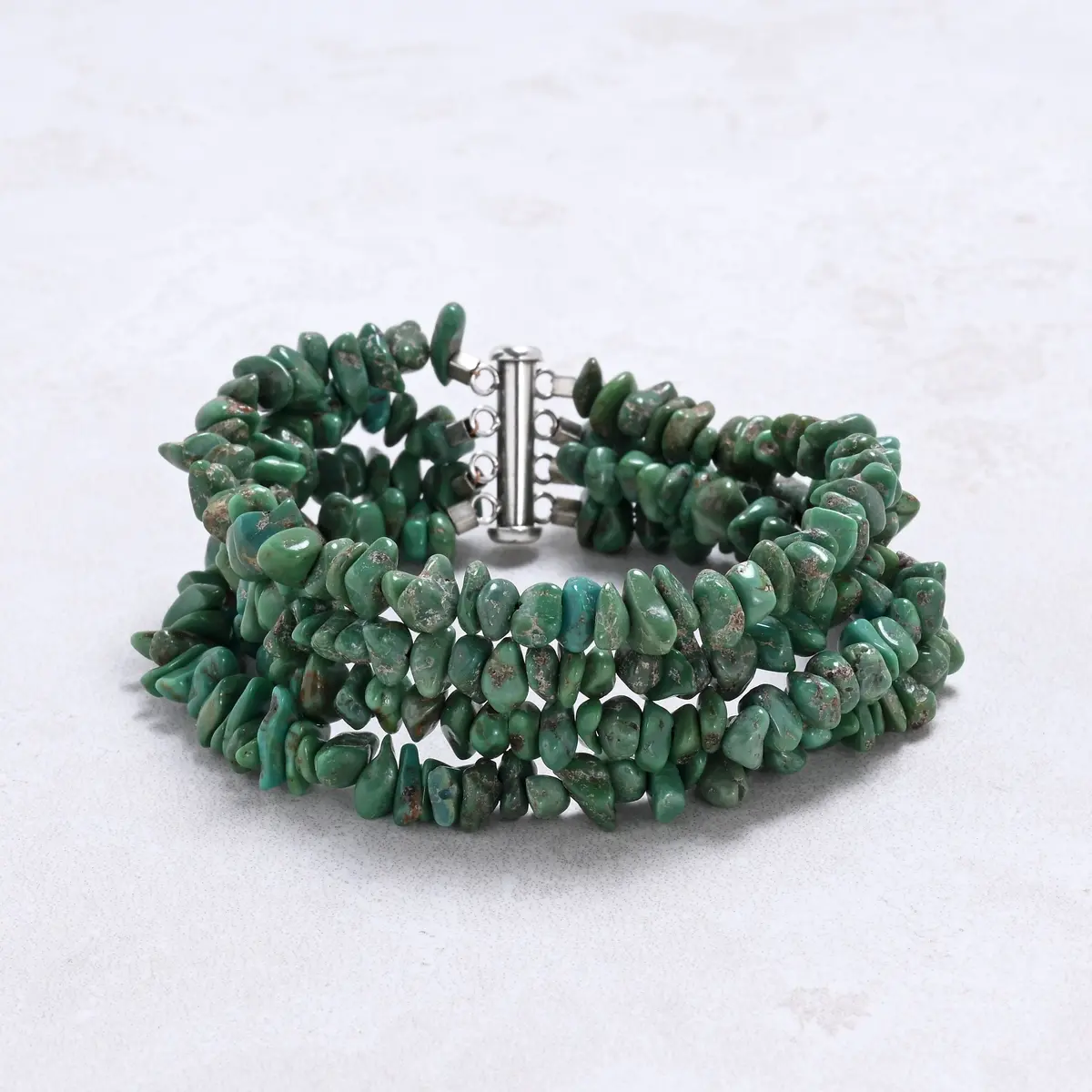 Turquoise Chip Gemstone Bracelet With Sterling Silver Clasp 1