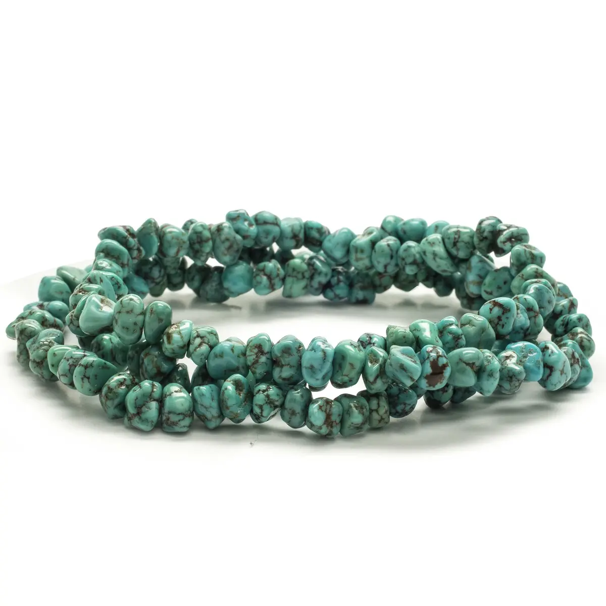 Turquoise Nugget 6Mm Triple Wrap Elastic Gemstone Bracelet 2