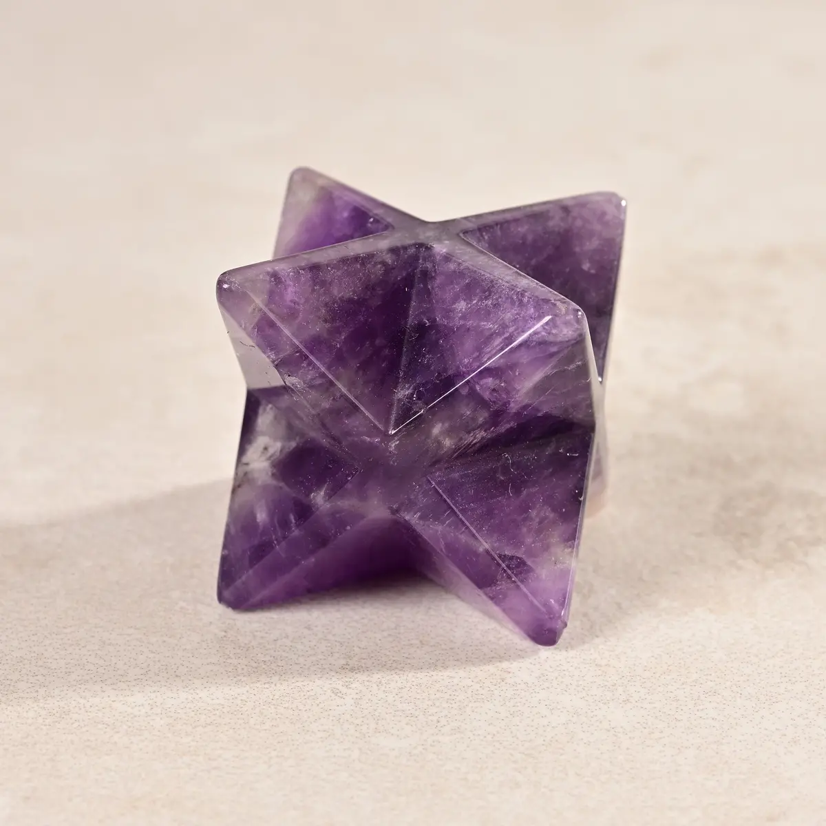 1.25" Amethyst Merkaba Star Natural Gemstone Carving 1